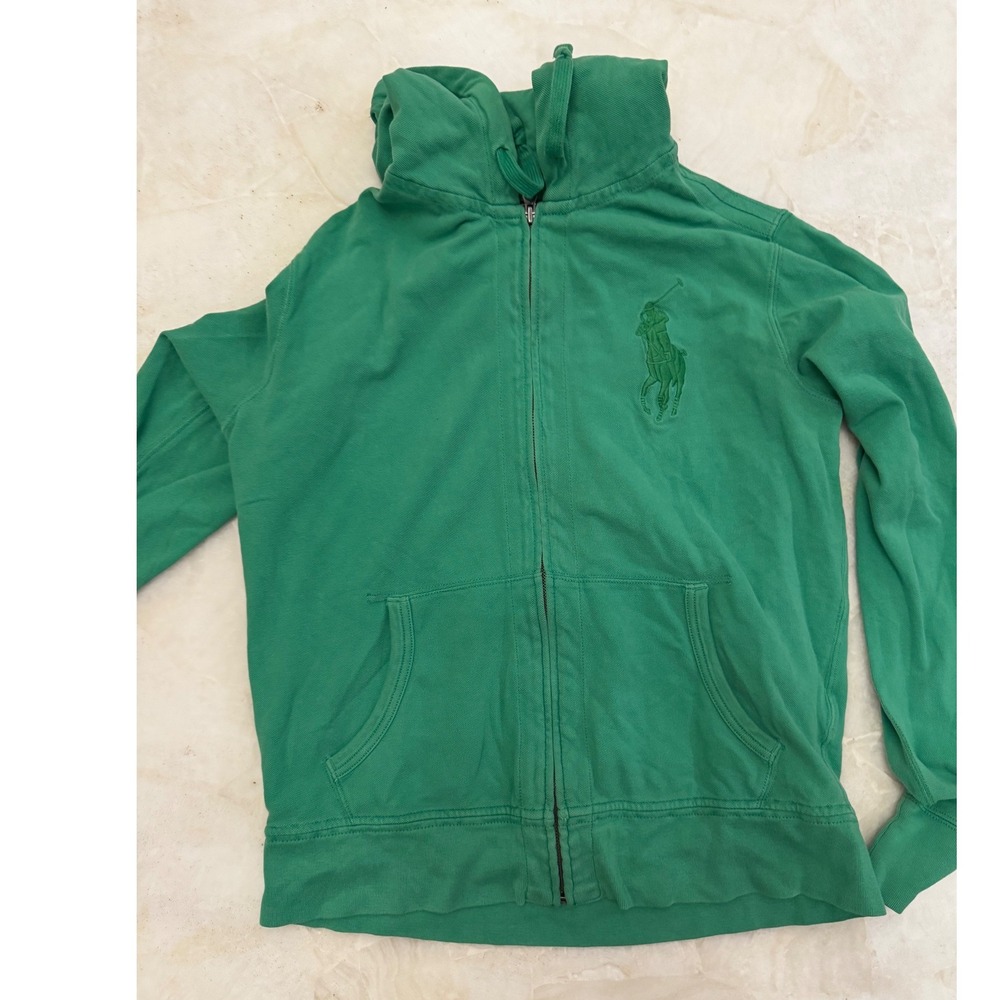 Polo Ralph Lauren Mens Big Pony Pique Full Zip Hoodie Green Size M